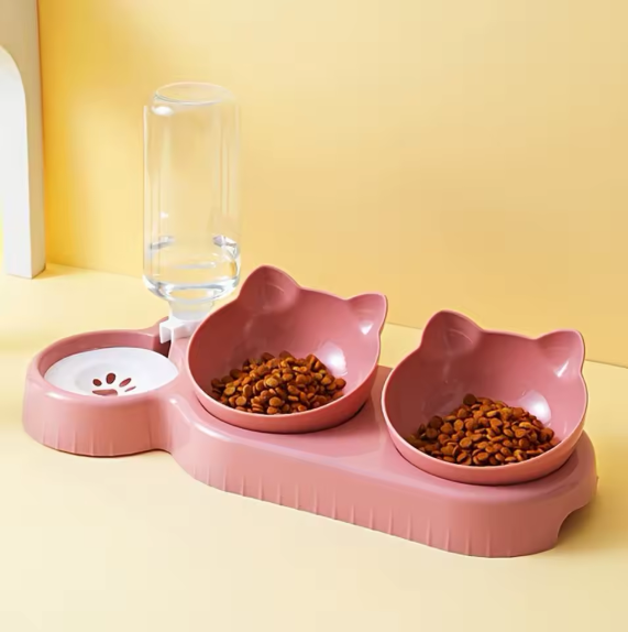 Mangeoire 3 en 1 avec bols et distributeur d’eau